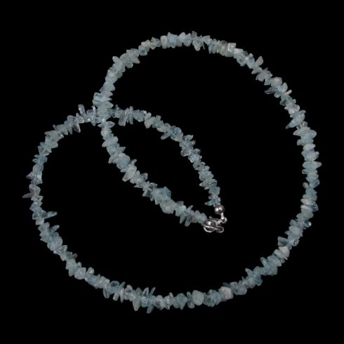 Akvamarin apró splitter szemcse nyaklánc