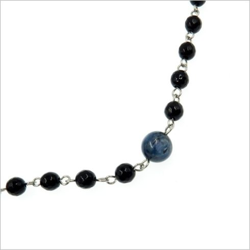 Fazettált onix nyaklánc kianit medállal