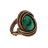Malachit gyűrű, antikolt rézdrót foglalatban