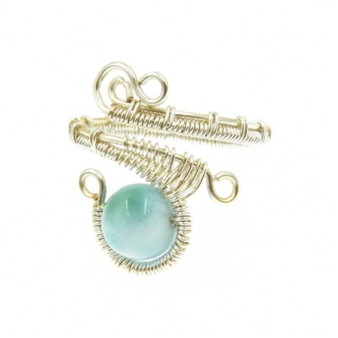 Larimár drótékszer gyűrű