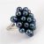 Éj-kék tenyésztett gyöngy virág gyűrű 