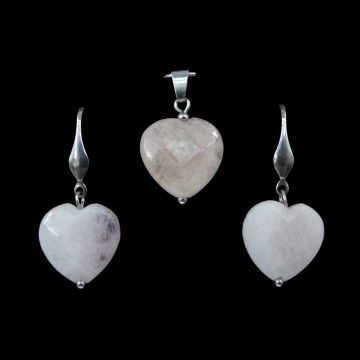 Morganit szív fülbevaló és medál ékszerszett
