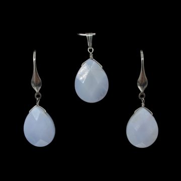 Kalcedon fülbevaló medál ékszerszett