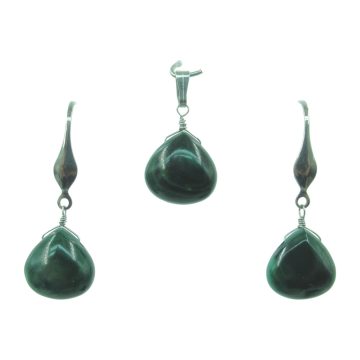 Malachit "csepp" ékszerszett