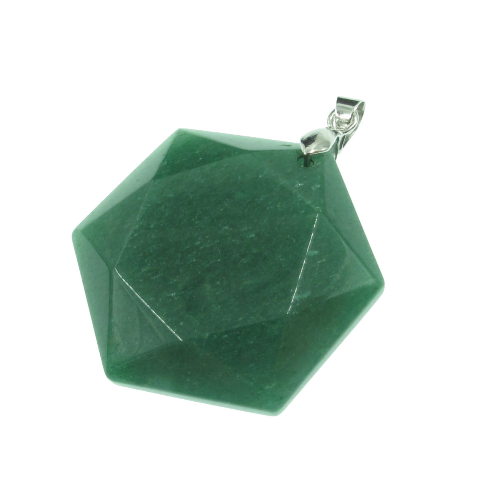 Fazettált hexagon aventurin medál