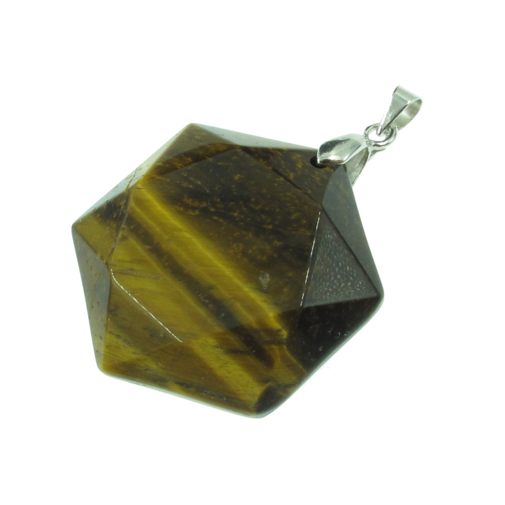 Fazettált hexagon tigrisszem medál