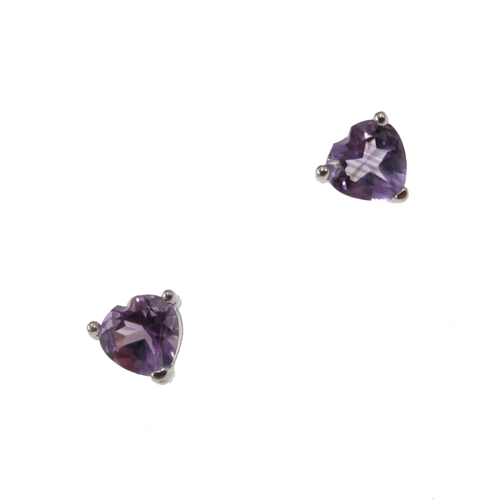 Image of Ametiszt bedugós szív fülbevaló