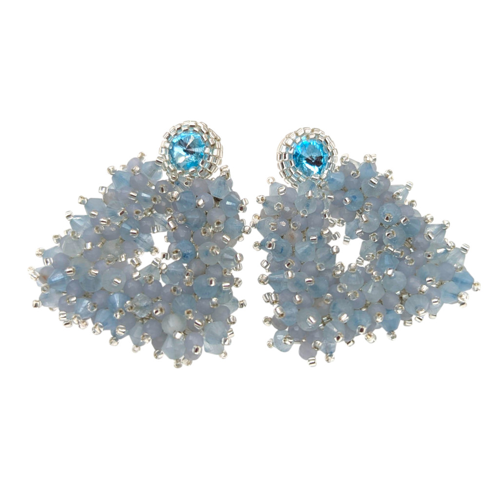 Image of Exkluziv megjelenesű akvamarin és angelit fülbevaló