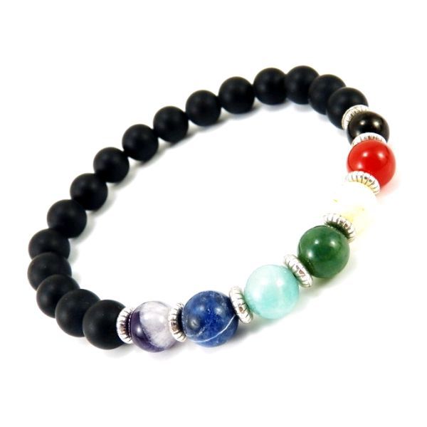 Image of Férfi csakra karkötő lávakövekkel (5)