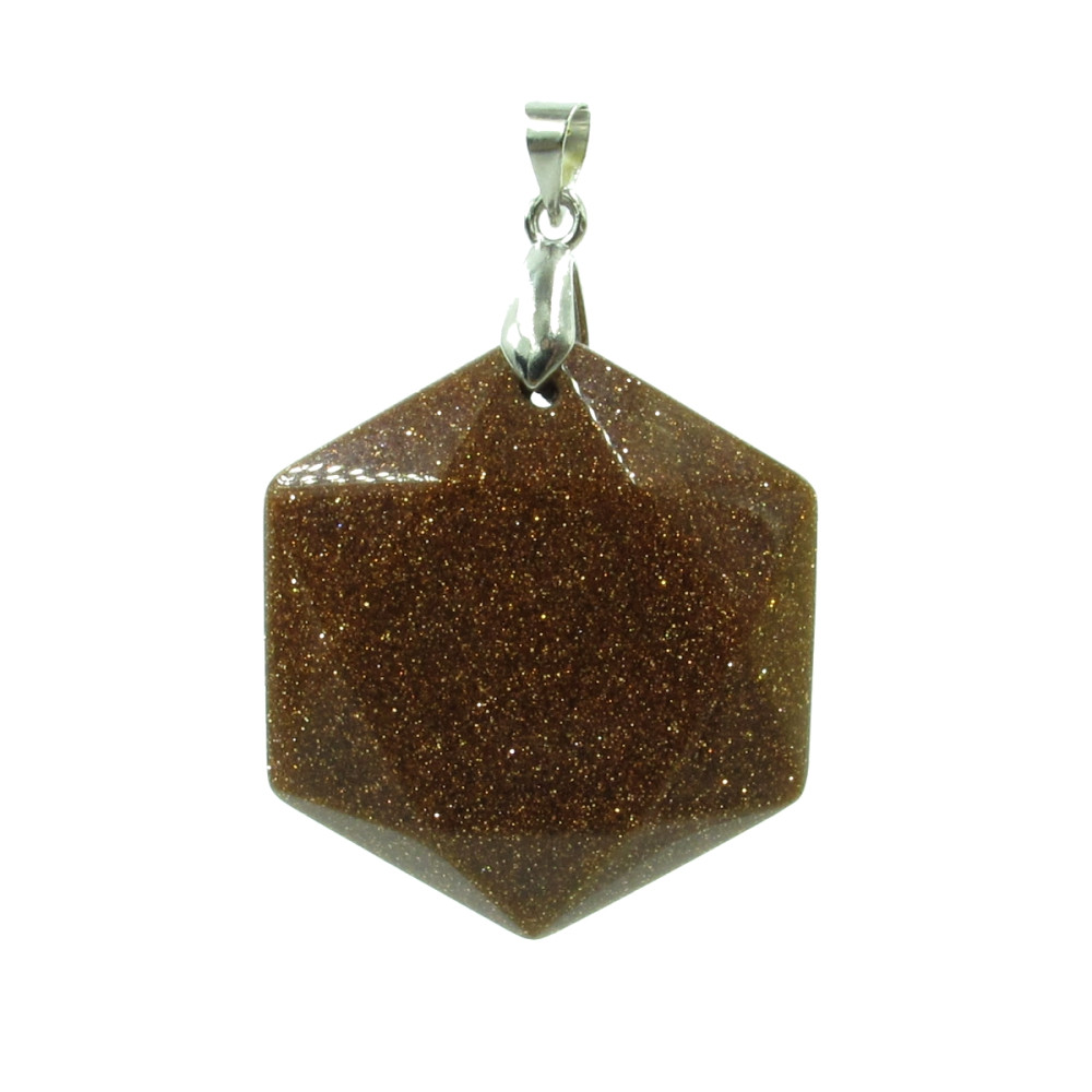 Fazettált hexagon napkő medál